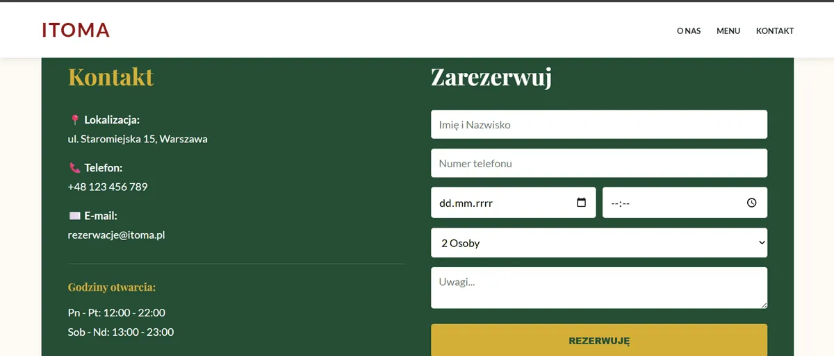 Strona internetowa — realizacja T-masz